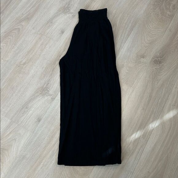 High Waisted Black Linen Palazzo Wide-Leg Pants, Size XL - Picture 7 of 8